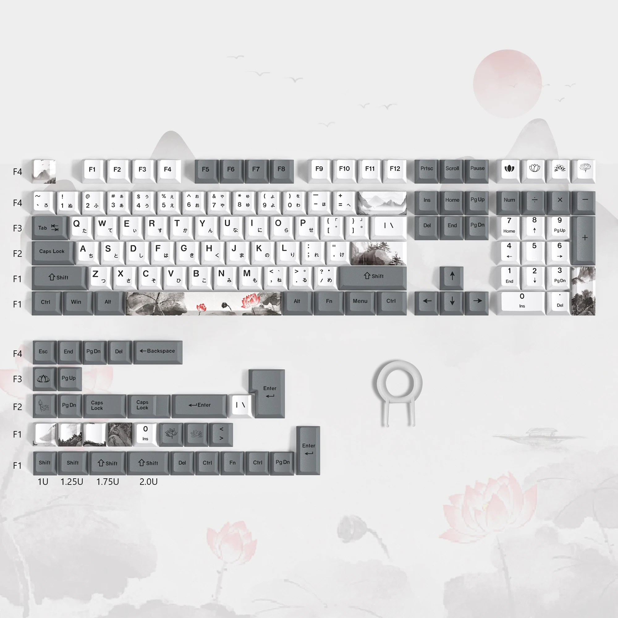 Imagem -04 - Mulher-cereja Perfil Dye Sub Flor Tecla Caps Teclado Mecânico 140 Teclas Pbt 60 75 100 Gateron mx Switches 60 75