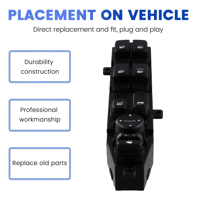 

Durable-For Hyundai Veracruz 2007 -2012 Power Window Switch Driver Side Power Window Master Control Switch 93570-3J000WK