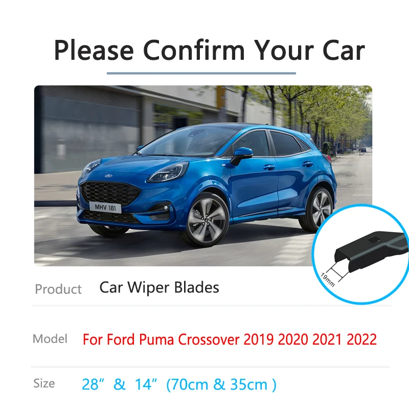 For Ford Puma Crossover 2019 2020 2021 2022 Rubber Strip Refill Front Rear Wiper Blades Window Washers Car Brushes Accessories