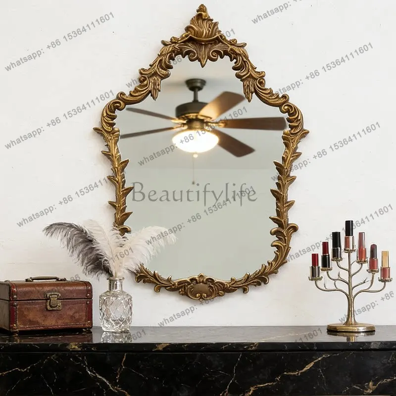 

American vintage carved border bathroom mirror wall mounted decorative mirror