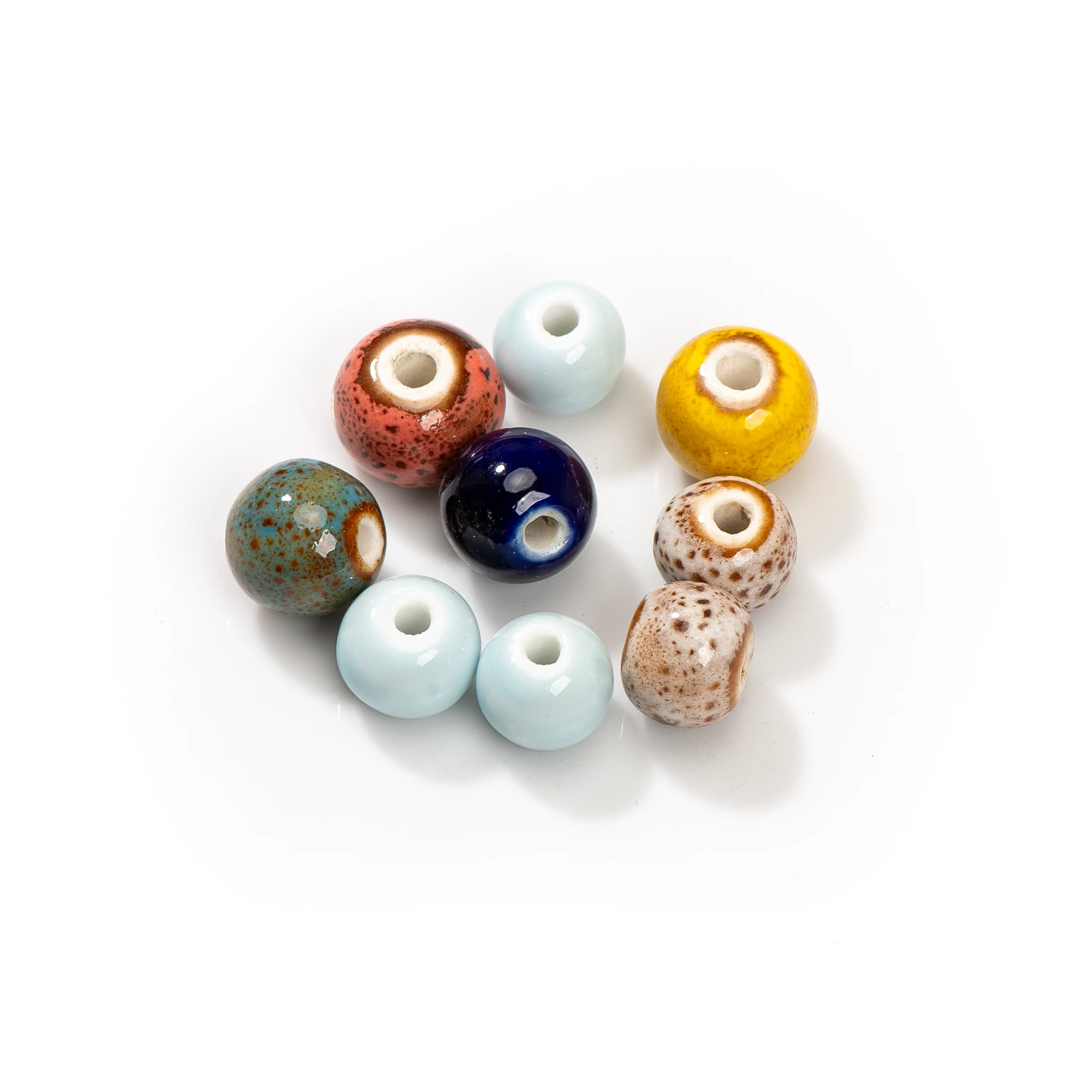 13-15mm Multicolor Medium Round Ceramic Beads for DIY Jewelry Making, Colorful Handmade Craft Supplies, Artistic Craft Accessori