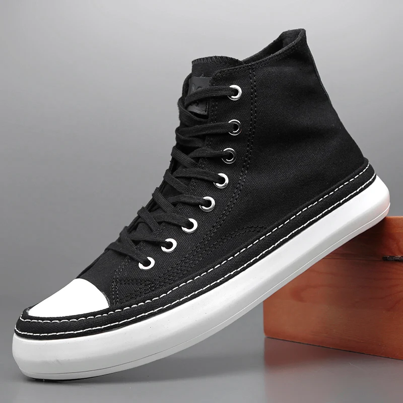 

High-Top Casual Men's oes Trendy Summer 2025 New Boots Korean Canvas Breathable Lace-Up Board oes Wear-Resistant r...