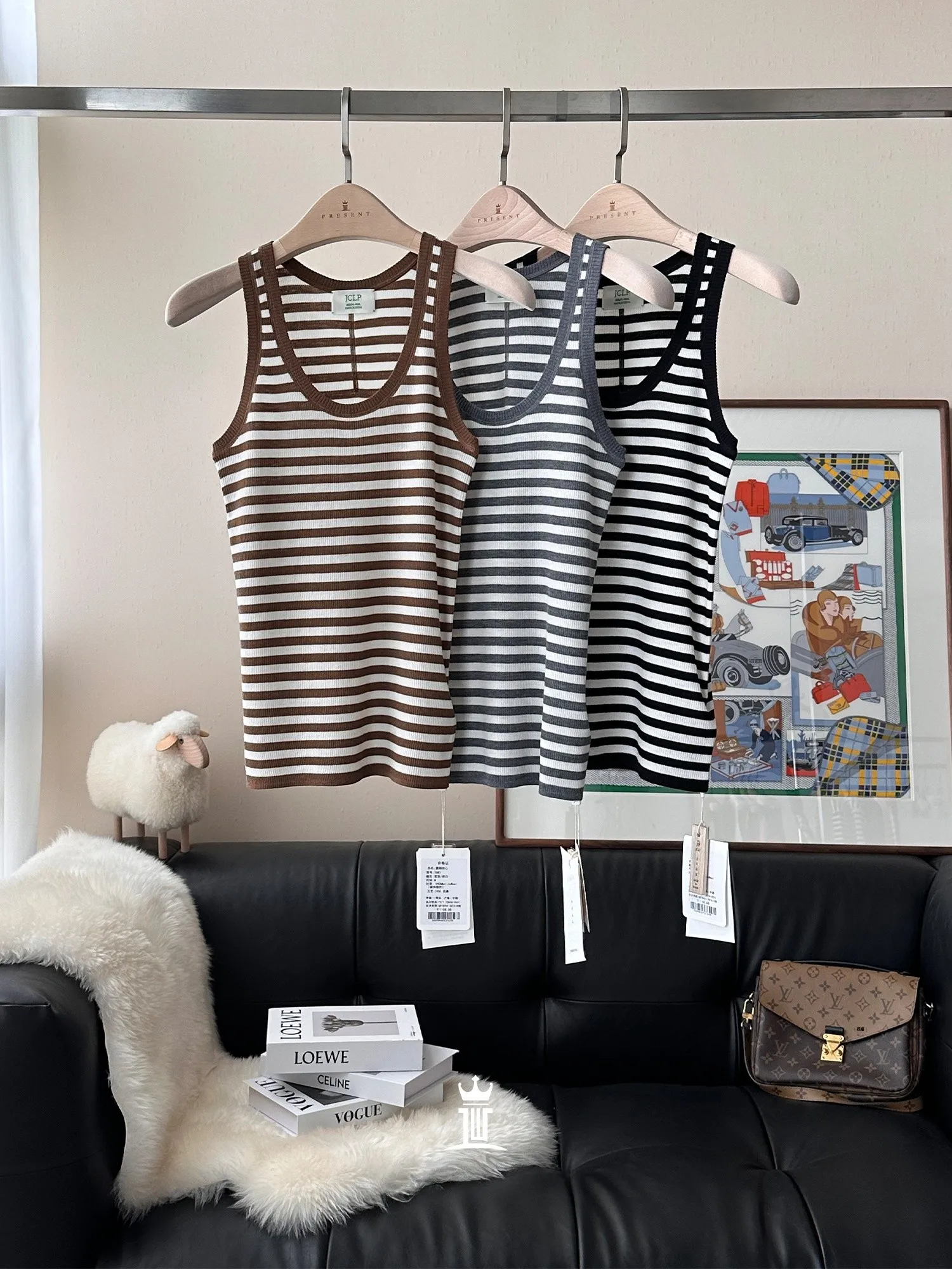 

Женский тонкий жилет Jc Merino Wool Cleanfit Stripe Versatile из мериносовой шерсти, весна 2024, модная внутренняя одежда, стандартная длина, размер S