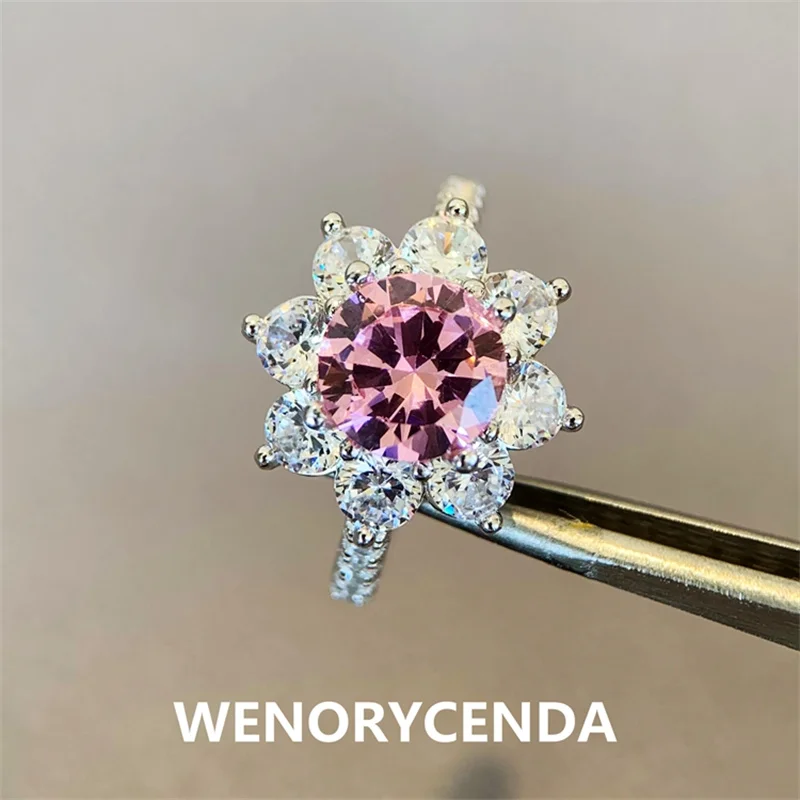 

Кольца с мусанитом 100%, обручальное кольцо с блестящими бриллиантами 2ct, женское цветное модное серебряное Ювелирное Украшение