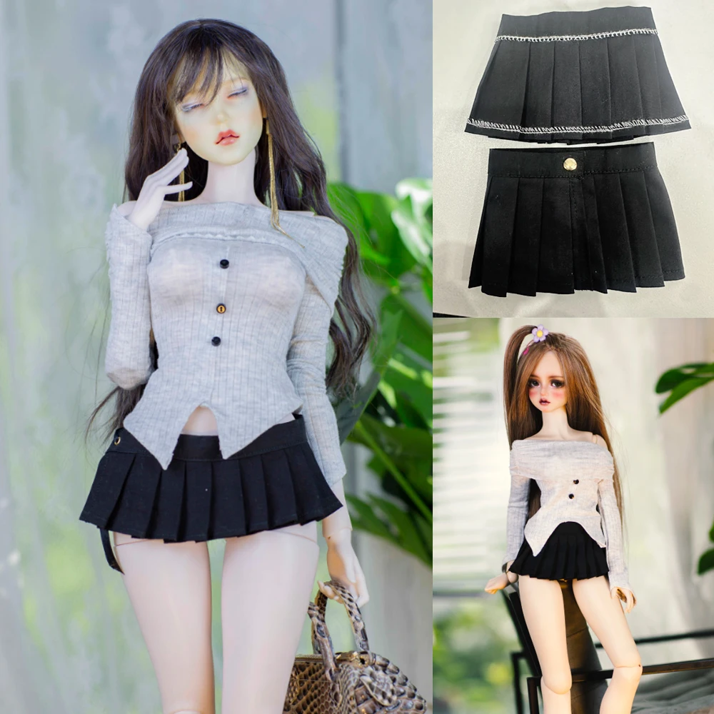 D09-P249 children handmade toy  1/4 1/3 IP big girl MDD MSD BJD Doll customized grey One shoulder split bottom shirt dress 1pcs