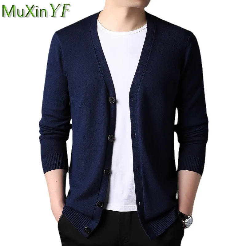 

Men's Spring Autumn Thin Sweater Casual Simple Joker V-Neck Single Button Knit Cardigan Basic Black Outerwear 2022 Fashion Tops