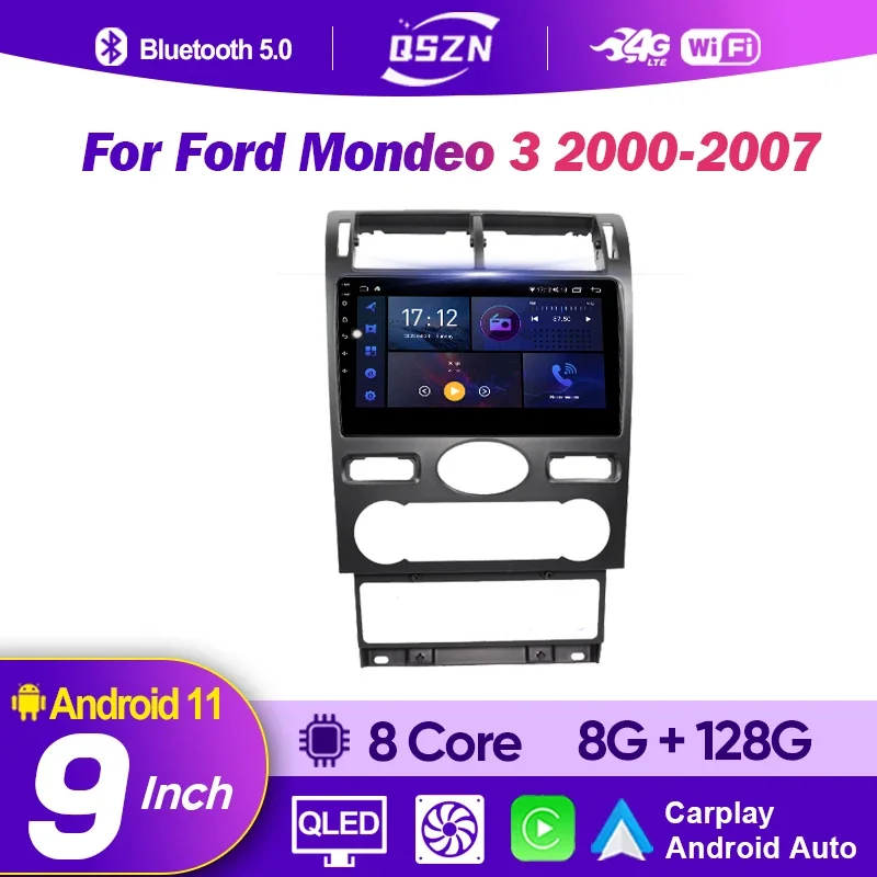 

QSZN 2K 2000*1200 Android 12 Head Unit For Ford Mondeo 3 2000-2007 2 Din Car Radio Stereo GPS Maps Carplay Auto Multimedia Video