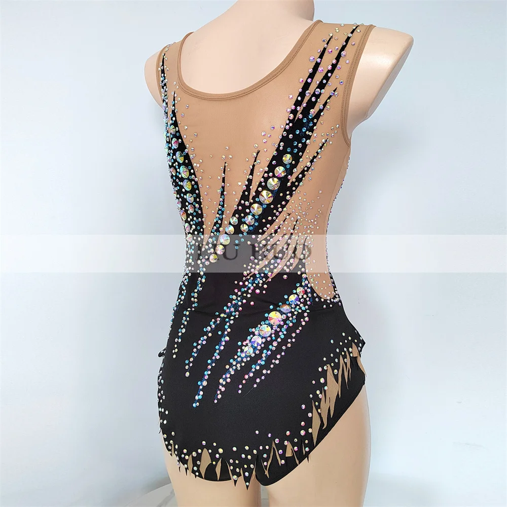 LIUHUO Rhythmic Gymnastics Leotard Customize Adult Women Girl Costume Performance Competition Dance Dress Teen White Purple Kid