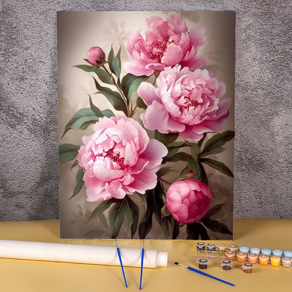 Peony Flower Picture Diy Painting By Number 50x70 Figure Painting Drawing Coloring By Numbers For Adults Home Decor Wall Pintura