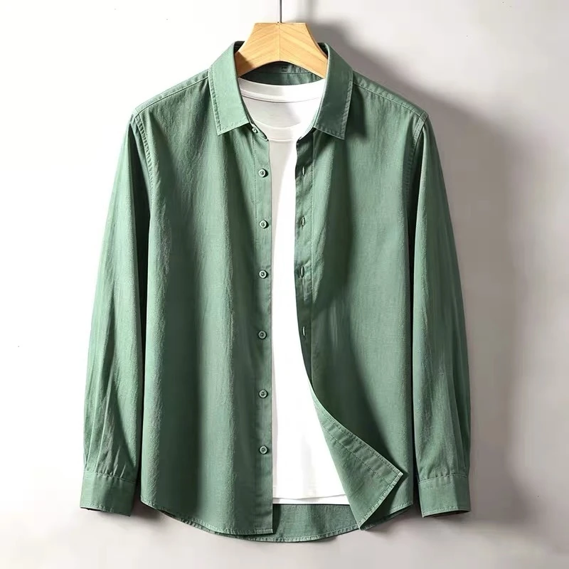 

Loose Fit Linen Shirt Men's Long Sleeve Thin Casual Business Cotton Linen Blend Breathable Sun Protection Outerwear