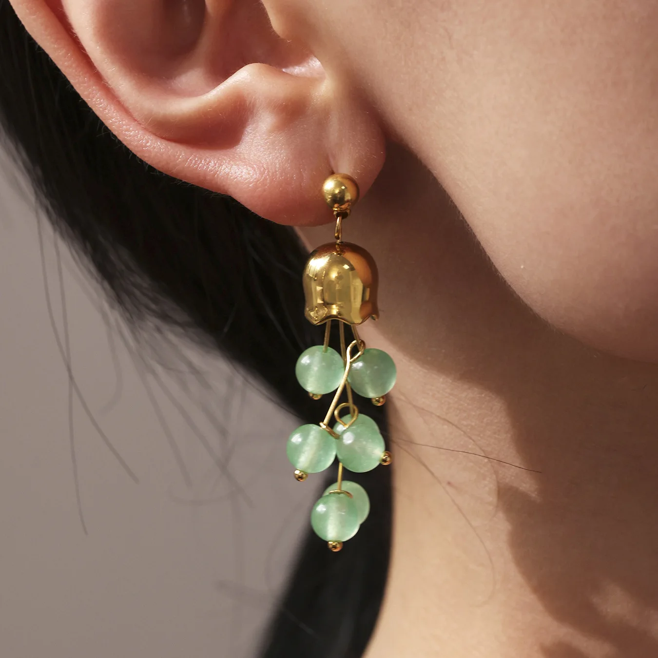 F.I.N.S Elegant Versatile Gold Plated Stainless Steel Imitation Pearl Earrings Anti Allergic Lily Of Valley Chic Fashion Jewelry