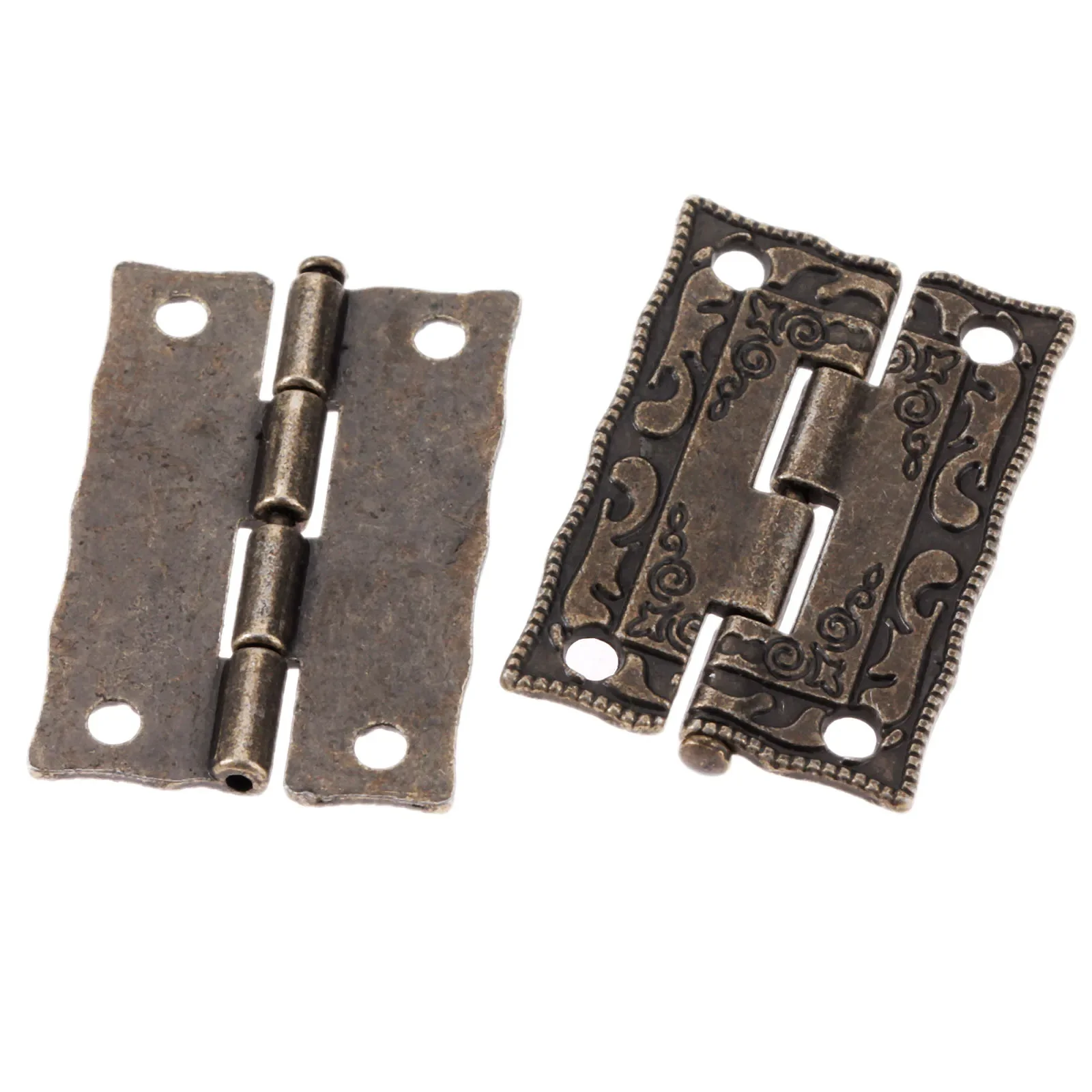 2Pcs small size Antique Bronze Hinges Cabinet Door Drawer Decorative Mini Hinge For Jewelry Wooden Box Furniture Hardware