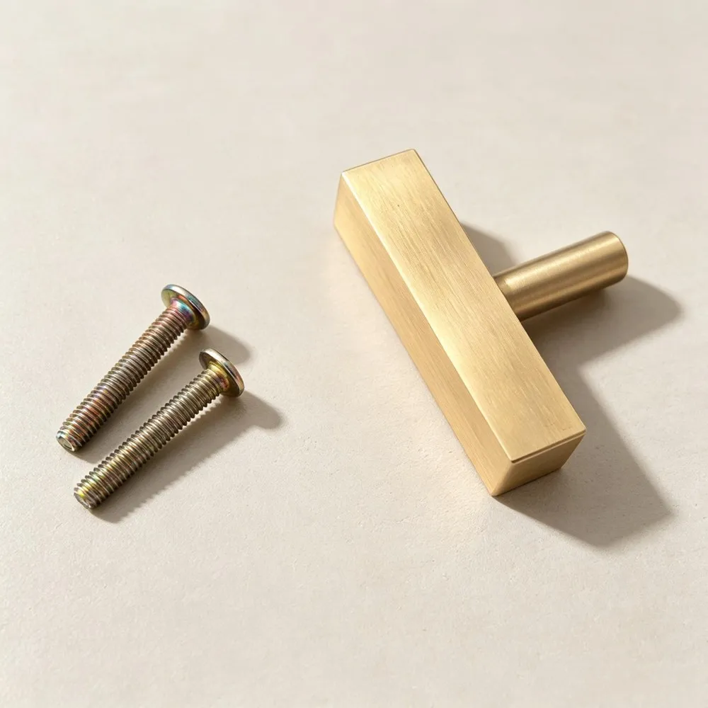 Solid Brass Kitchen Cabinet Knobs Gold Drawer Dresser Pulls Furniture Handles - Pack of 1