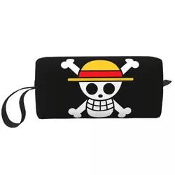 One Piece Team Luffy Toiletry Bag for Women Straw Hat Pirates Skull Cosmetic Makeup Organizer Lady Beauty Storage Dopp Kit Case