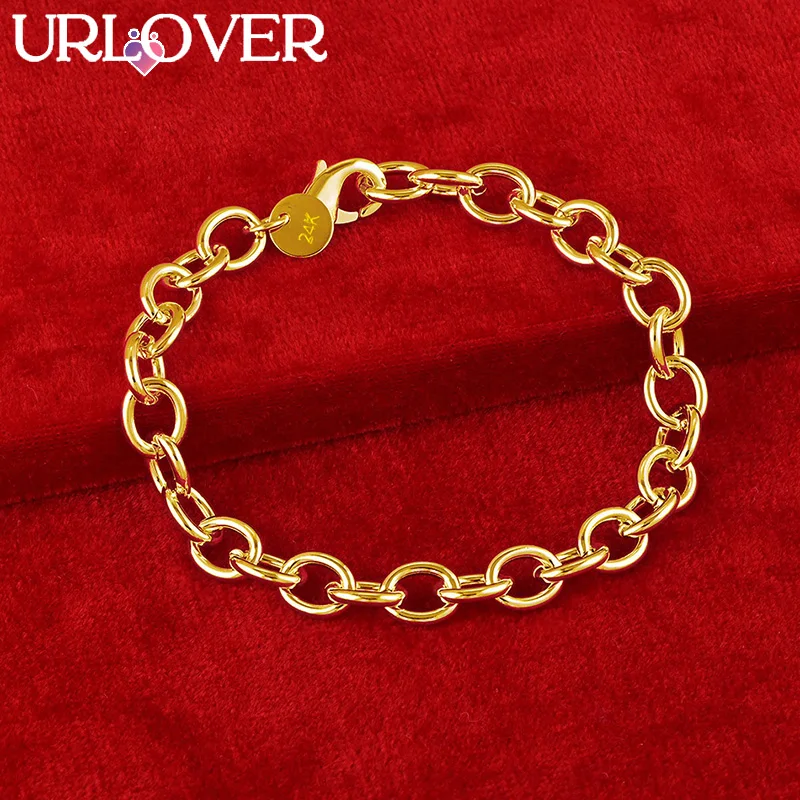 

URLOVER 24K Gold Bracelets For Woman New Arrivals Charm Simple Cute Bracelet Bracelet Party Wedding Fashion Jewelry Noble Gifts