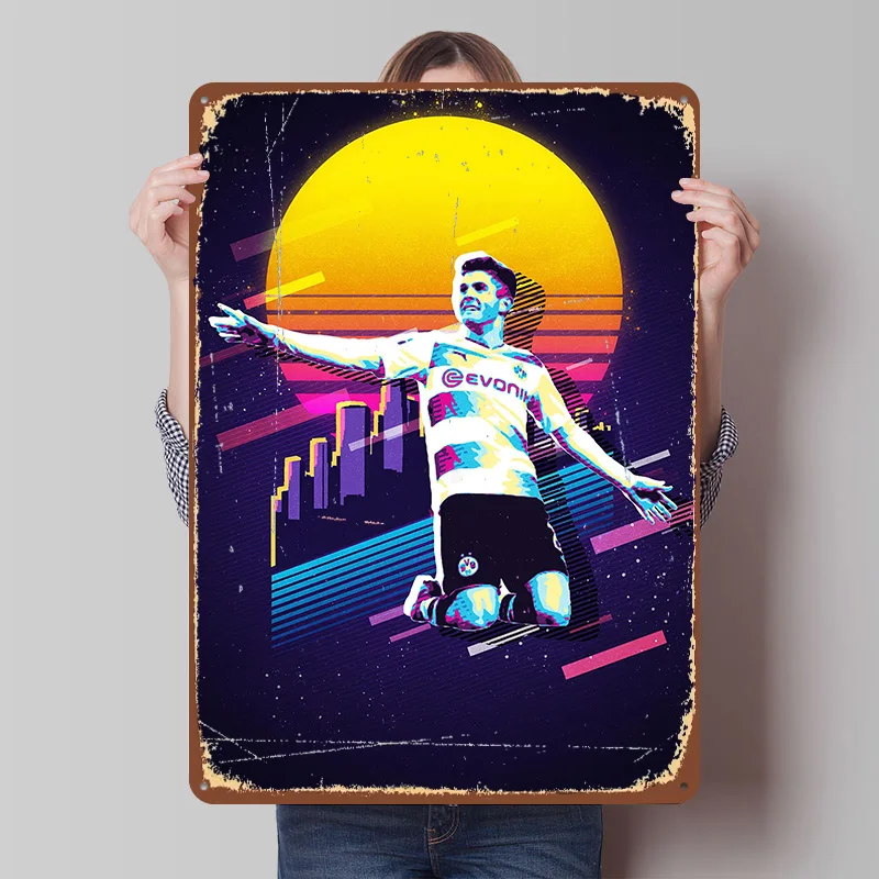 Soccer Player of All Time Metal Poster Customized Wall Art Retro Vintage Tinplate Signs for Man Cave Office Decoration Room Home