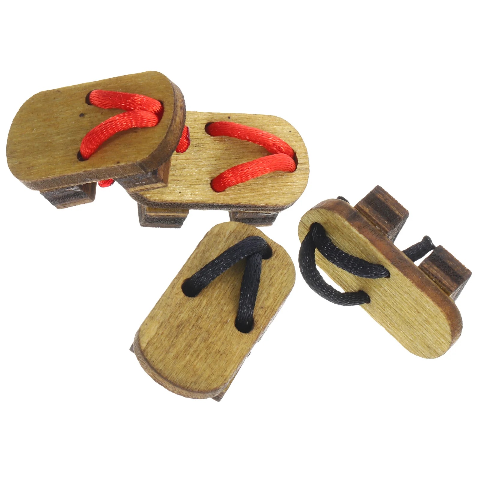 2Pairs قباقيب خشبية صغيرة مصغرة شبشب خشبي منزل صغير تسد صغير ديكور الحرفية العرض DIY بها بنفسك دمية المشهد