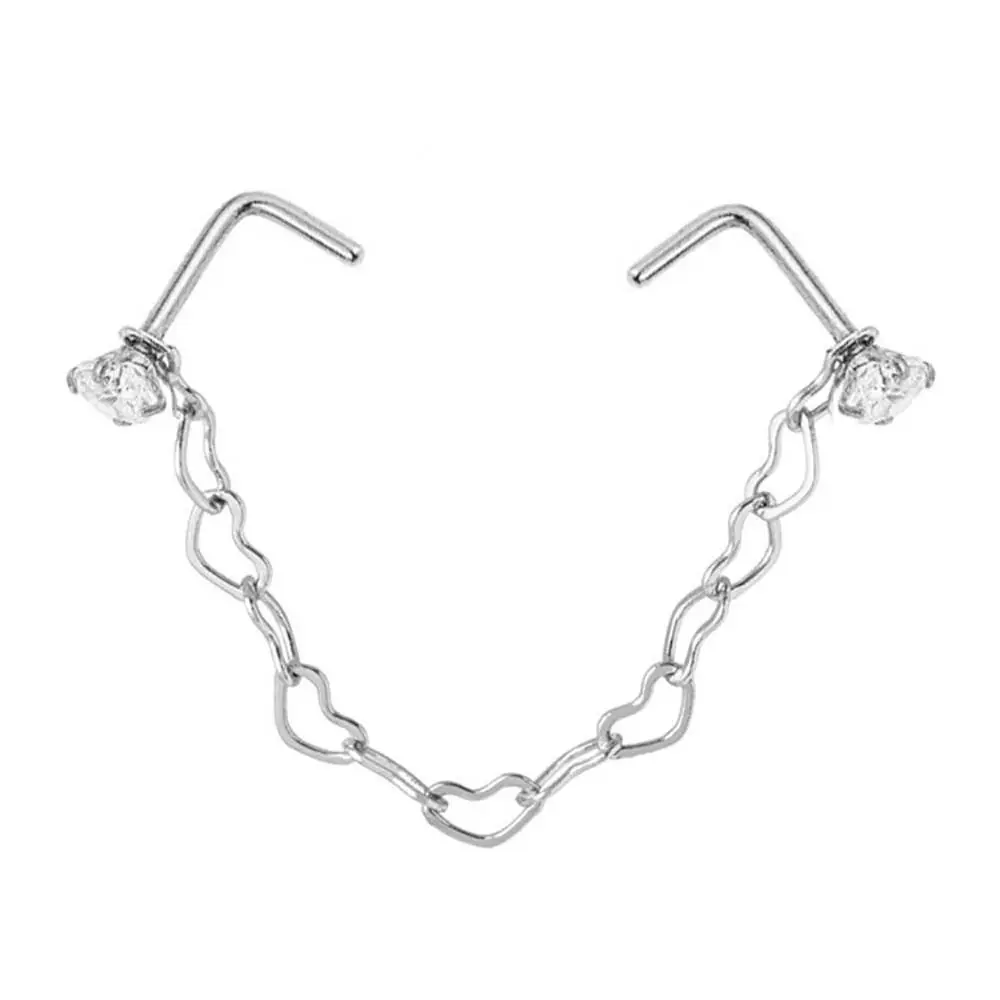 Hombres Mujeres narina bola pendientes de diamantes de imitación Piercing tabique anillos tabique anillos nariz Stud nariz Piercing anillo doble nariz cadena