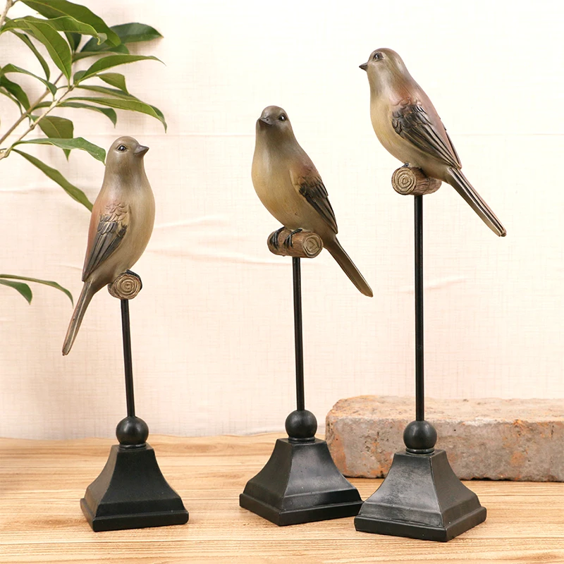 Vidric 1PC Resin Bird Hanger Figurine Ornaments American Country Style Creative Artificial Decorative Home Decor Wedding Gift