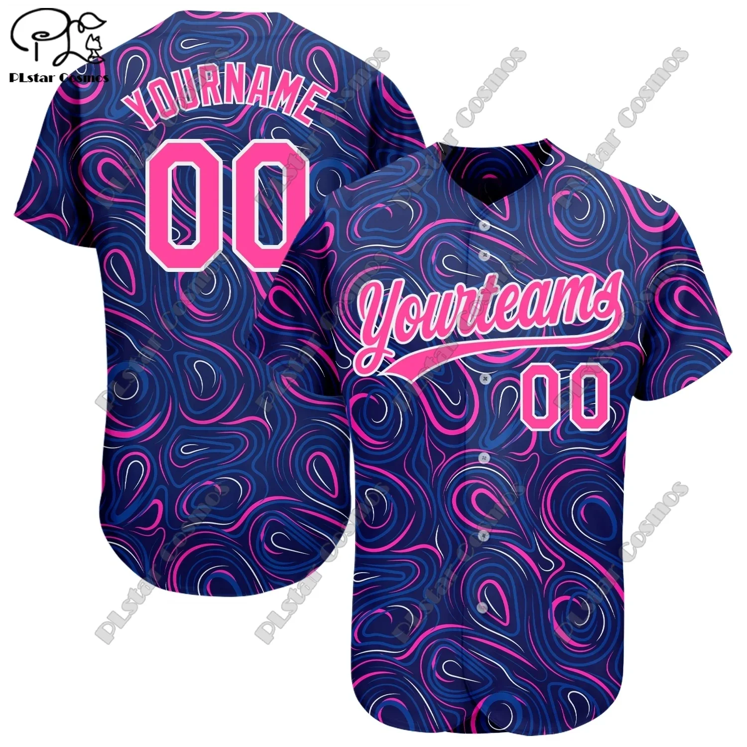 PLSTAR COSMOS Baseball Shirt Custom Name 3D Printing Pattern Summer Loose Slim Fit Unisex Hawaii Beach Casual Collection   4