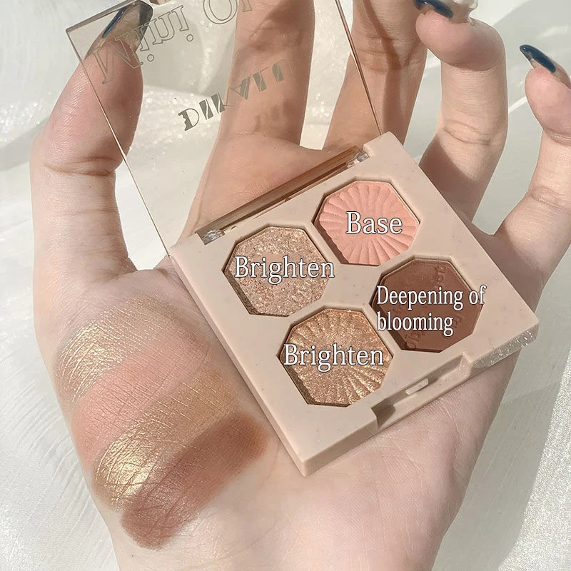 Vierfarbige Lidschatten-Palette in Schokoladenbraun, Tägliche Leuchtende Glänzende Matte Erdtöne, Wasserfester Glitzer-Schimmer-Lidschatten – Detail 17