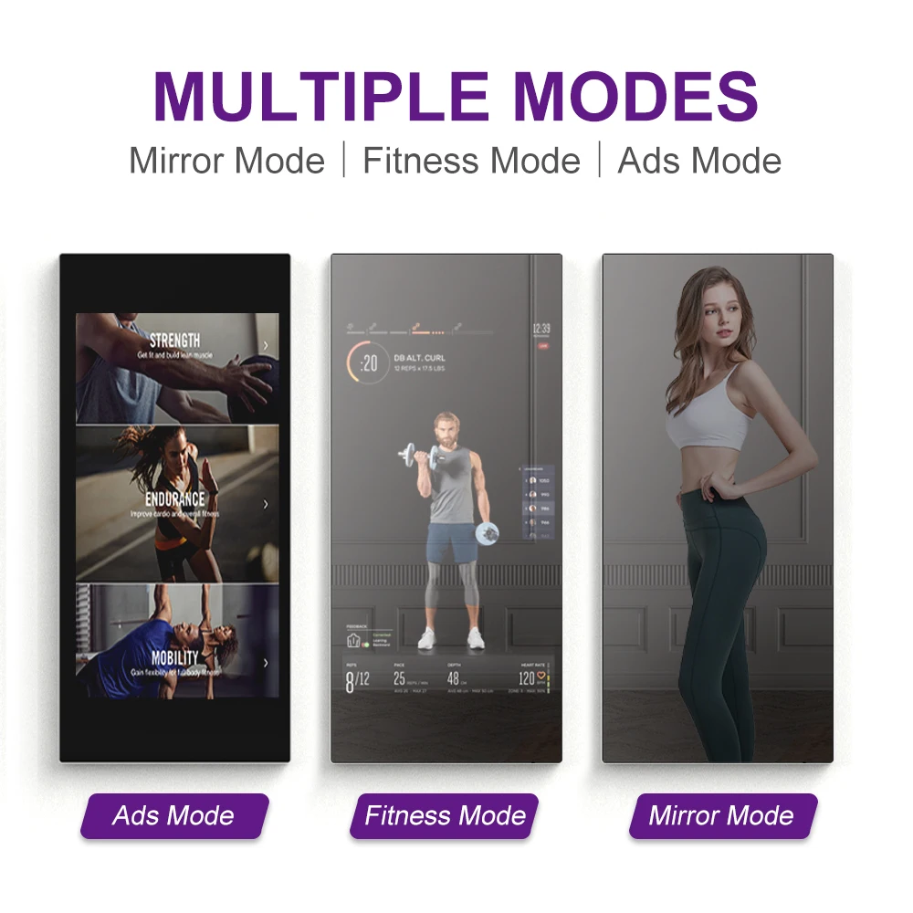 Custom logo Magic wall mounted interactive exercise mirrors wifi android touch screen lcd smart fitness mirror