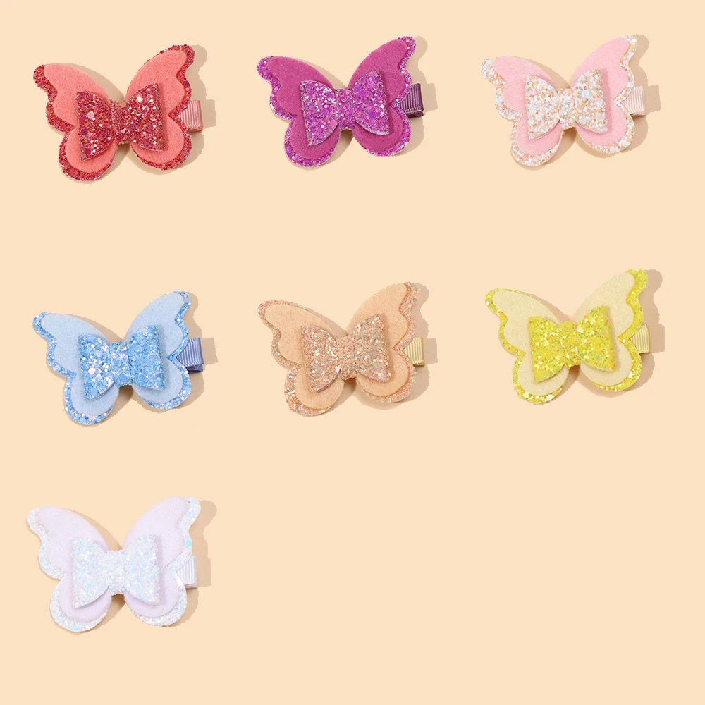 Glitter Butterfly Bow Hair Clips para crianças, grampos de cabelo para meninas, Kids Headwear, Acessórios para bebês, presilhas, 36 pcs por lote