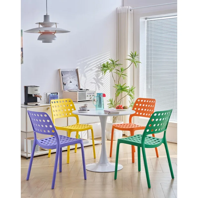 

Plastic Backrest Dining Chair, Space-Saving and Stackable for Home Use, Ideal for Restaurants and Commercial Settings Muebles