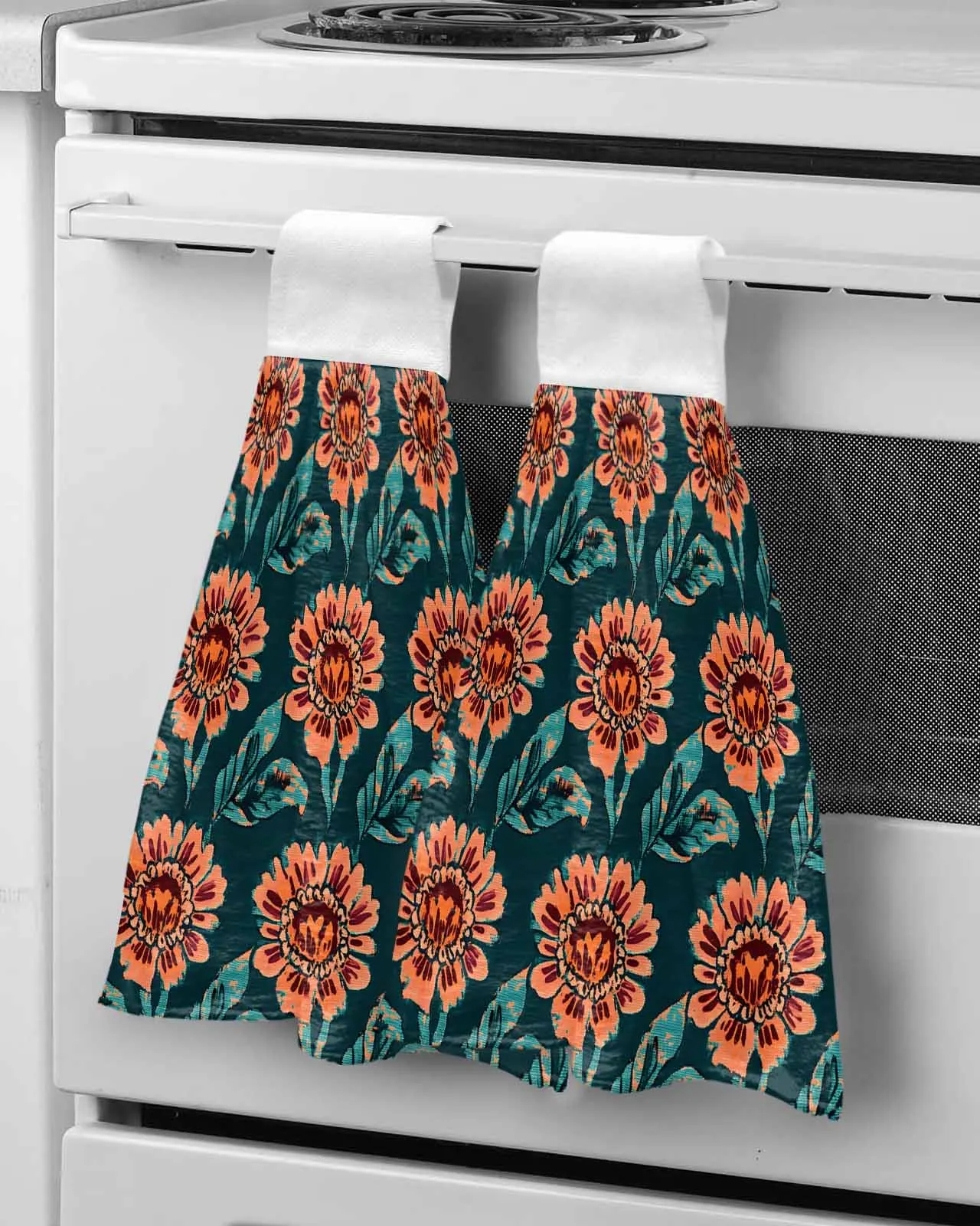 

Retro Orange Modern Art Bathroom Hand Towel Kitchen Absorbent Custom Hanging Wipe Towel Soft Hand Cloth