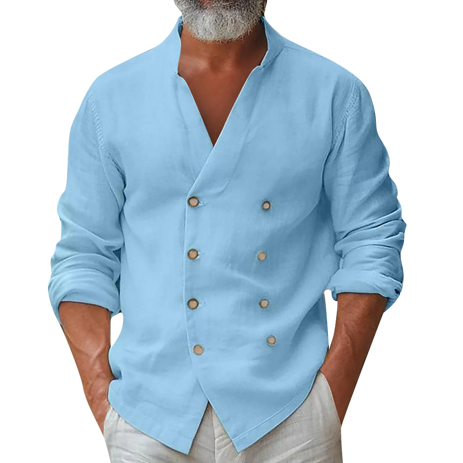 

Men'S Spring/Summer Leisure Shirt Loose Shirts Designer Spring Summer Men'S Casual Cotton Linen Solid Color Long Sleeve Shirts