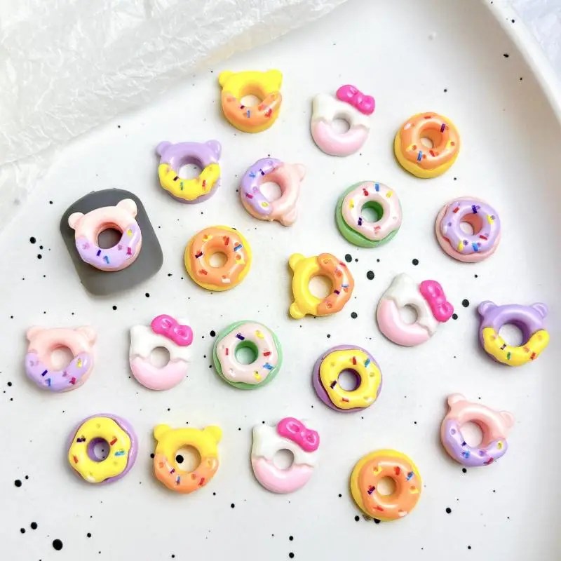 الإبداعية الكرتون دونات مسمار السحر الدوبامين الرسم الملون دونات الحلوى مسمار الفن اكسسوارات DIY بها بنفسك جراب هاتف الأظافر أجزاء #4