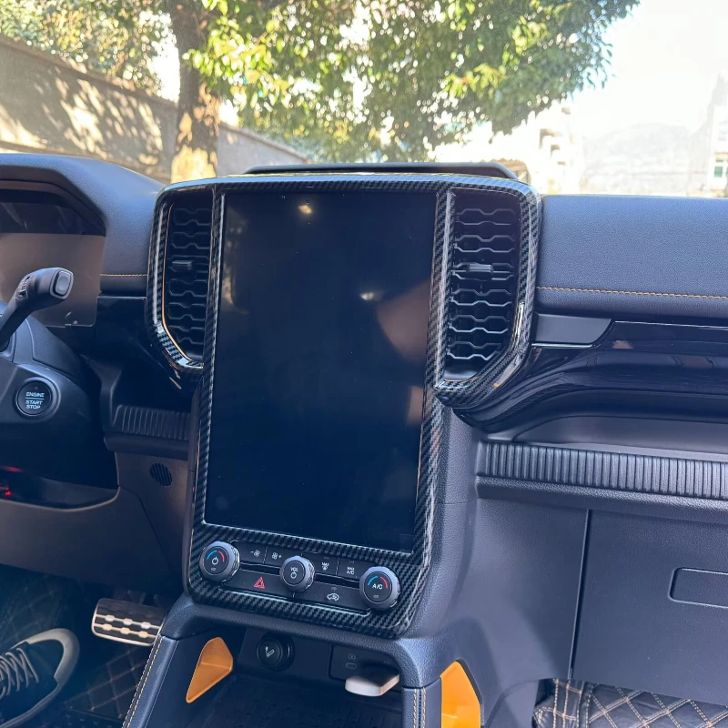 

For Ford Ranger T9 Everest 2023 2024 ABS Carbon Fiber Pattern Inner Front Dashboard Air Vent Outlet Cover Trim Decoration Frame