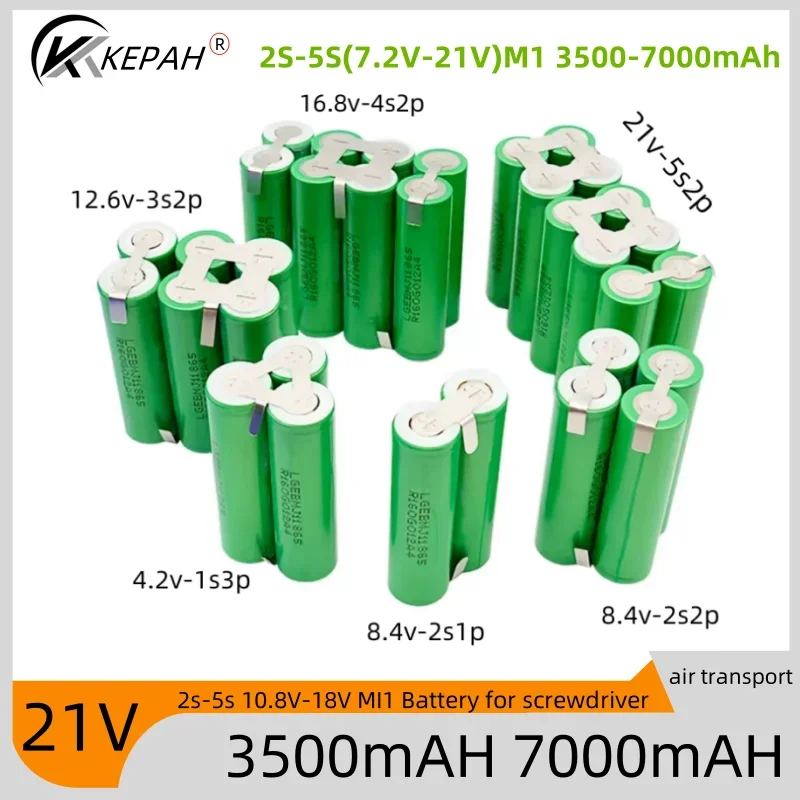 2S1P 1S3P 3S2P 4S2P 5S2P 8.4V 3.7V 10.8V 16.8V 18V MJ1 battery pack 18650 3500mAh battery for 18V screwdriver battery