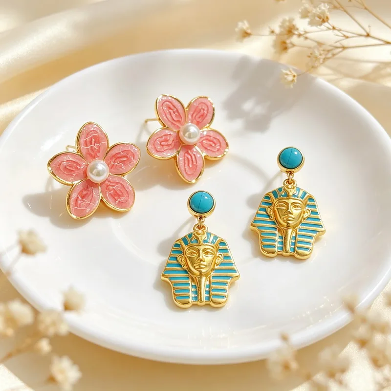 カレンステンレススチール製レディースイヤリングピンクフラワー - Women'S Egyptian Accessories のレビューと価格