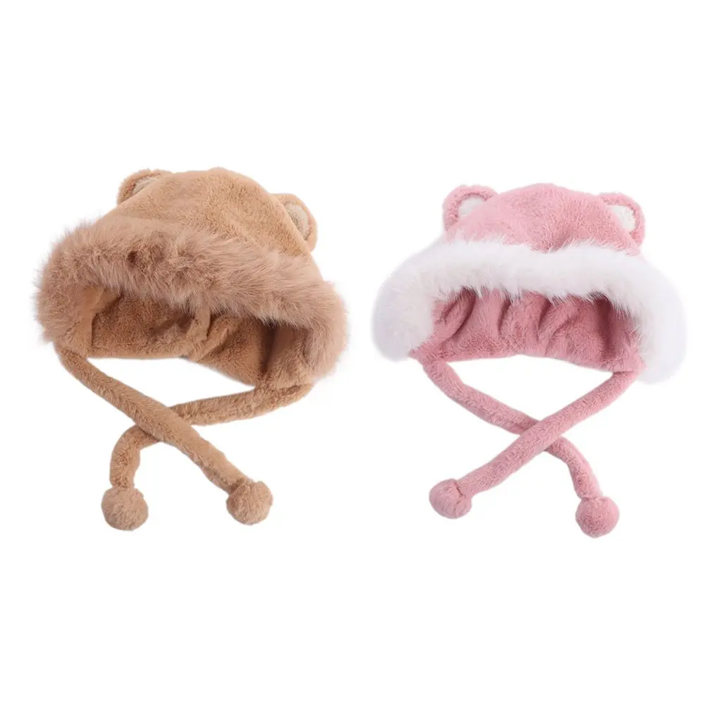 

Trendy Korean Cute Bear Ear Hat Warm Faux Fur Bucket Hat Ear Protection Casual Women Fluffy Hats Winter