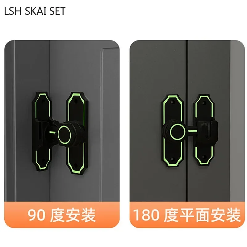 Zinc Alloy 90/180 Degree Dual-purpose Door Lock Glow-in-the-dark Door Clasp Sliding Barn Door Latch Cabinet Safety Toggle Clasp