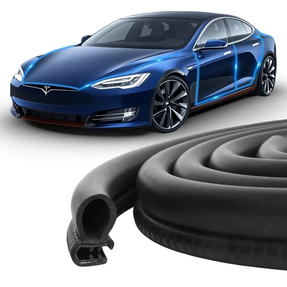 Durable 1/2/3m Car Weather Stripping Rubber Side Bulb Design Door Rubber Seal Noise Insulation Edge Guard Universal Fit