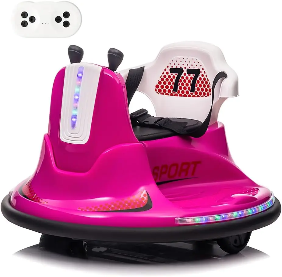 On Bumper Car, Electric Kids Ride On Car with Remote Control, Safety Belt, Music, Flashing Lights, 360 Degree Spin, 2 Drivi