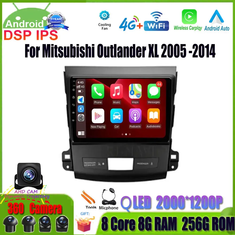 

Автомагнитола 9 дюймов для Mitsubishi Outlander XL 2005 -2014, мультимедийный видеоплеер, Android 14, GPS-навигация, CarPlay, Wi-Fi, Bluetooth, SWC