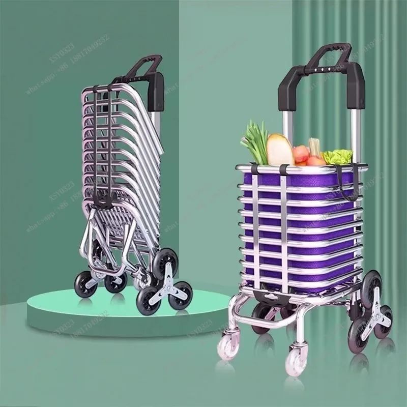 Lightweight Foldable Shopping Trolley Portable Aluminum Alloy Hand Truck for Home Grocery Use