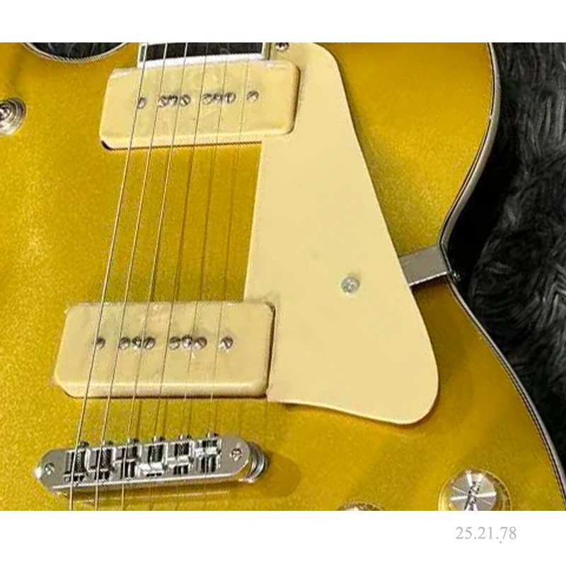 double cutaway contour electric guitar, set-in joint build, gold top gloss, fretboard inlay-Fret nibs -2 Humbuckers