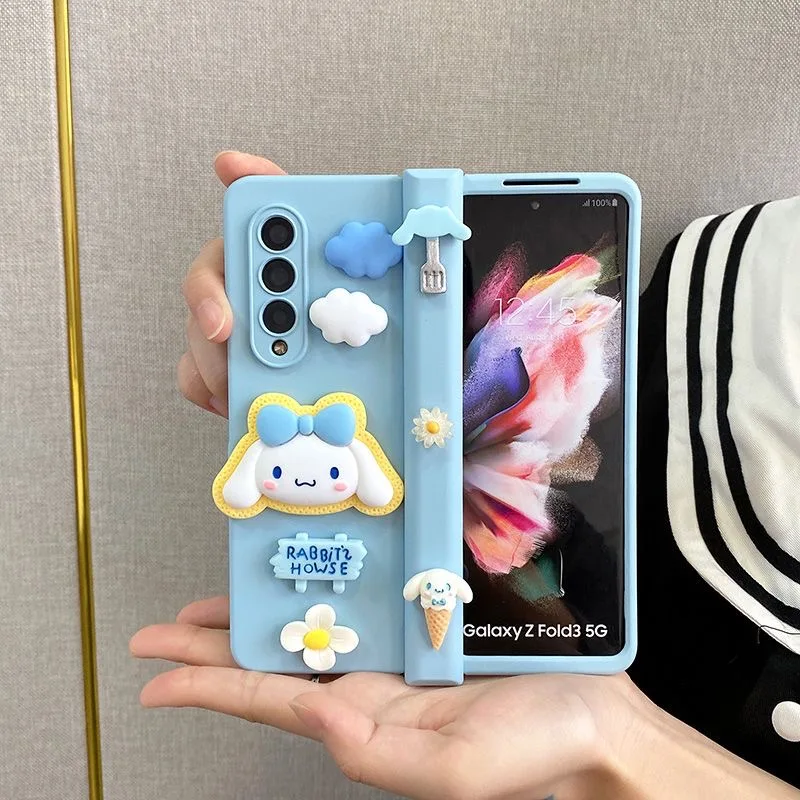 Imagem -03 - dos Desenhos Animados Bonito Sanrio Cinnamoroll All Inclusive Fold Case de Telefone para Samsung Galaxy z Dobra z Dobra 5g Anti-gota Capa Presente 3d