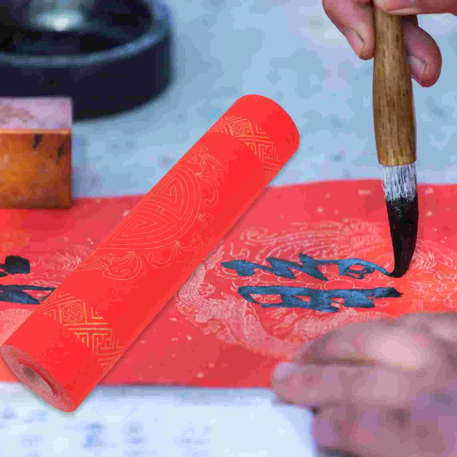 Rice Paper for Printing Red Calligraphy Blank Scroll Couplet Writing with Brush