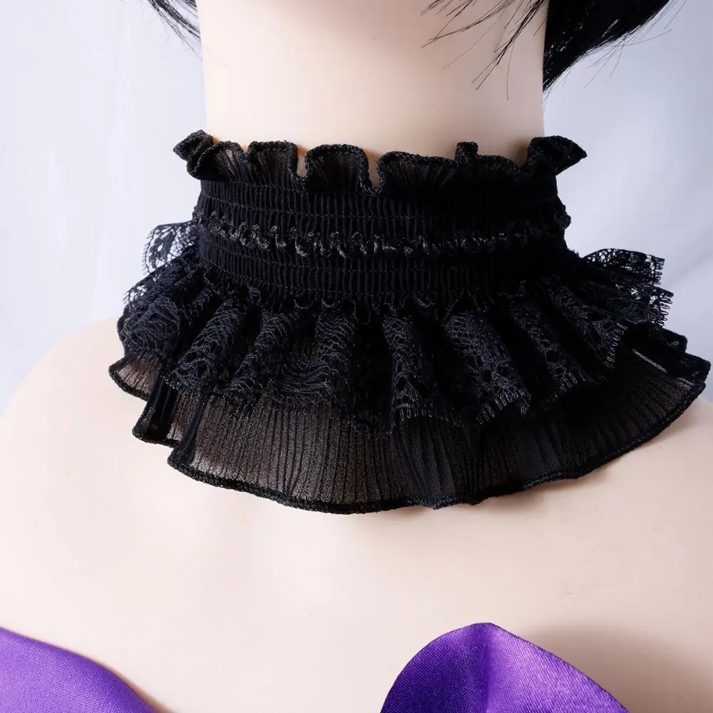 New Ruffled Edge Fake Collar Detachable Black White High Neck Collar Cloud Shoulder Shawl Autumn Winter