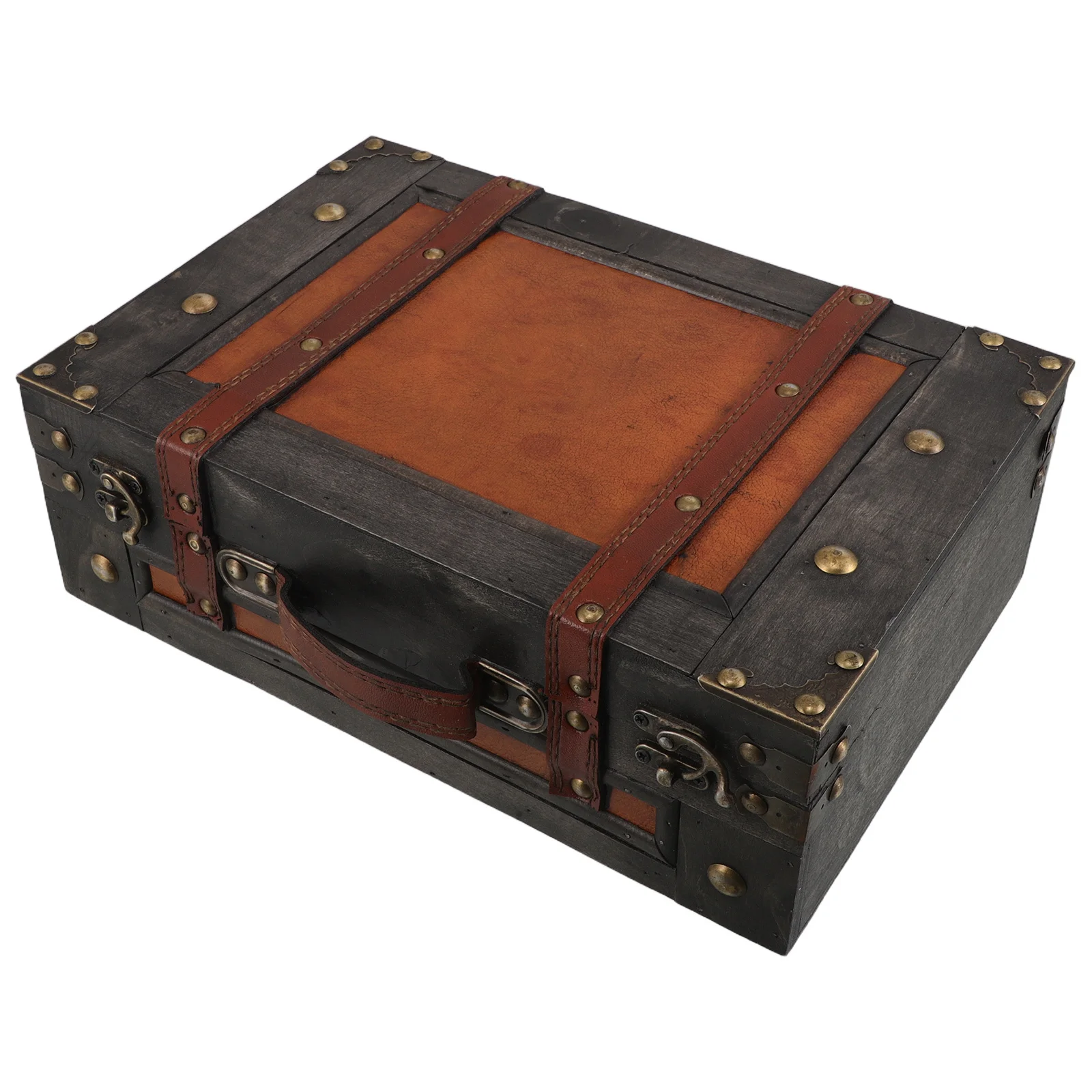 

Wood Prop Suitcase Vintage Decorative Wooden Box Retro Storage Travel Treasure Chest Photography Luggage Prop Home Decor