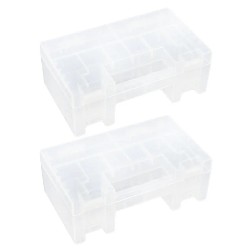 

2Pcs Transparent Lid Organizer Box for Aa Aaa Batteries Easy Access Slide Drawer for Home Office and Travel