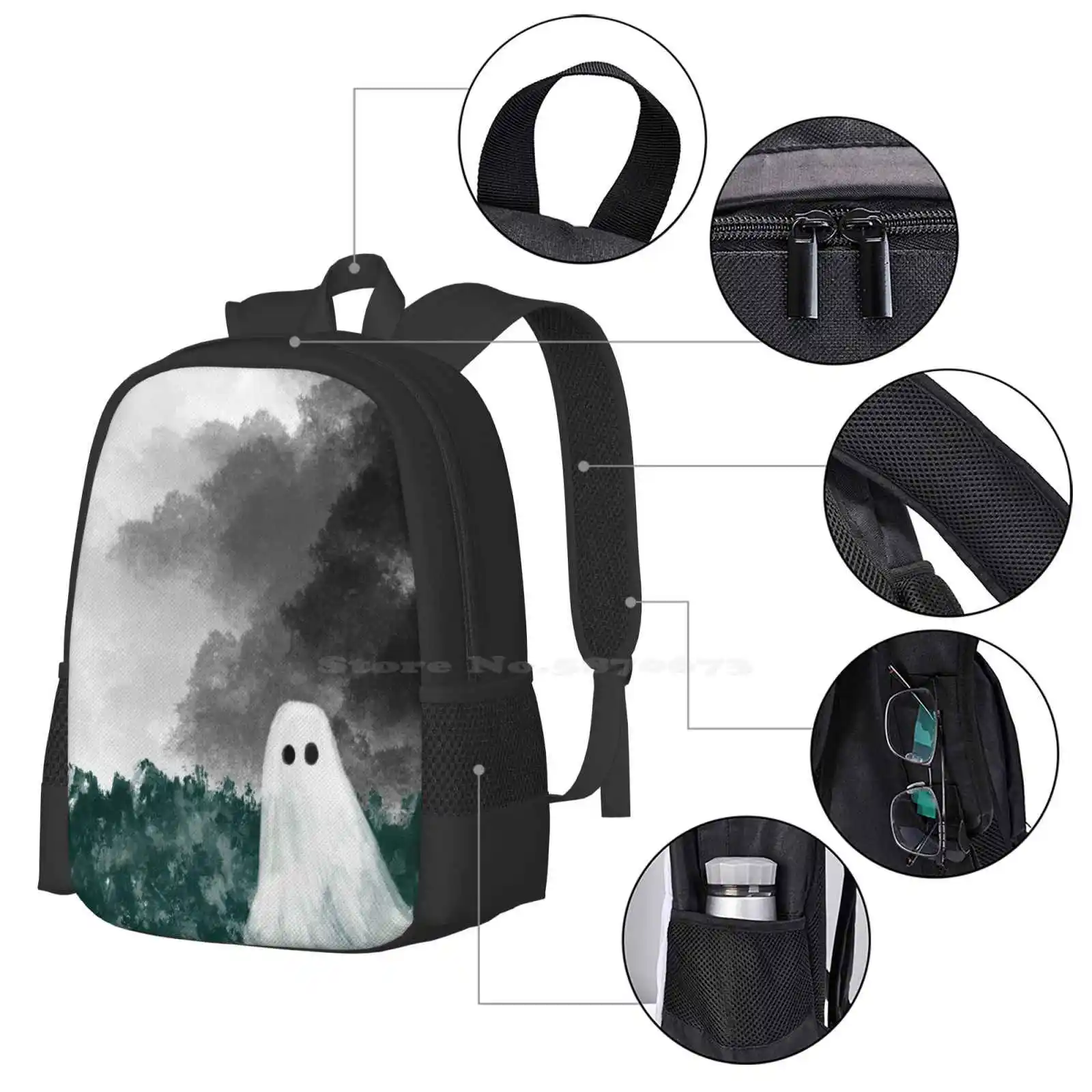 Mochilas Fantasma Vagante para Adolescentes Escolares, Sacos De Viagem Estética, Explorando A Natureza