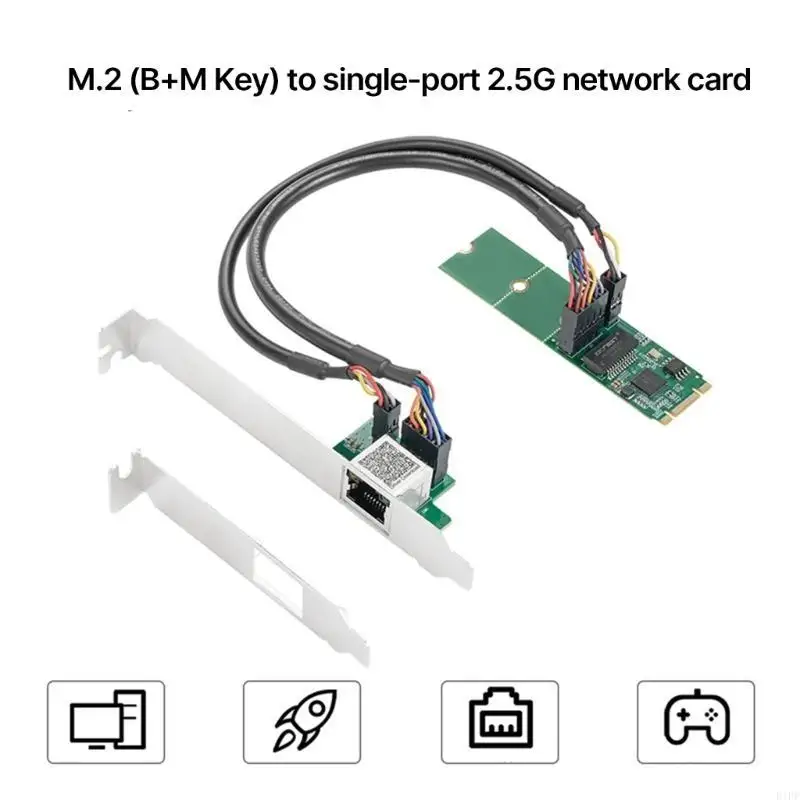 E1PF 2500Mbps M.2 2.5G Kartu Pengendali Kartu Ethernet Kartu Pengontrol I225 Chip