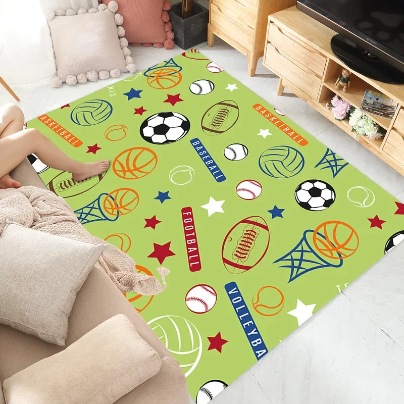 

Cartoon Whale Corgi Carpet Sports Ball Rug "Looking for Summer" Mat Colorful Children's Room Mat Home Decoration Floor Rug