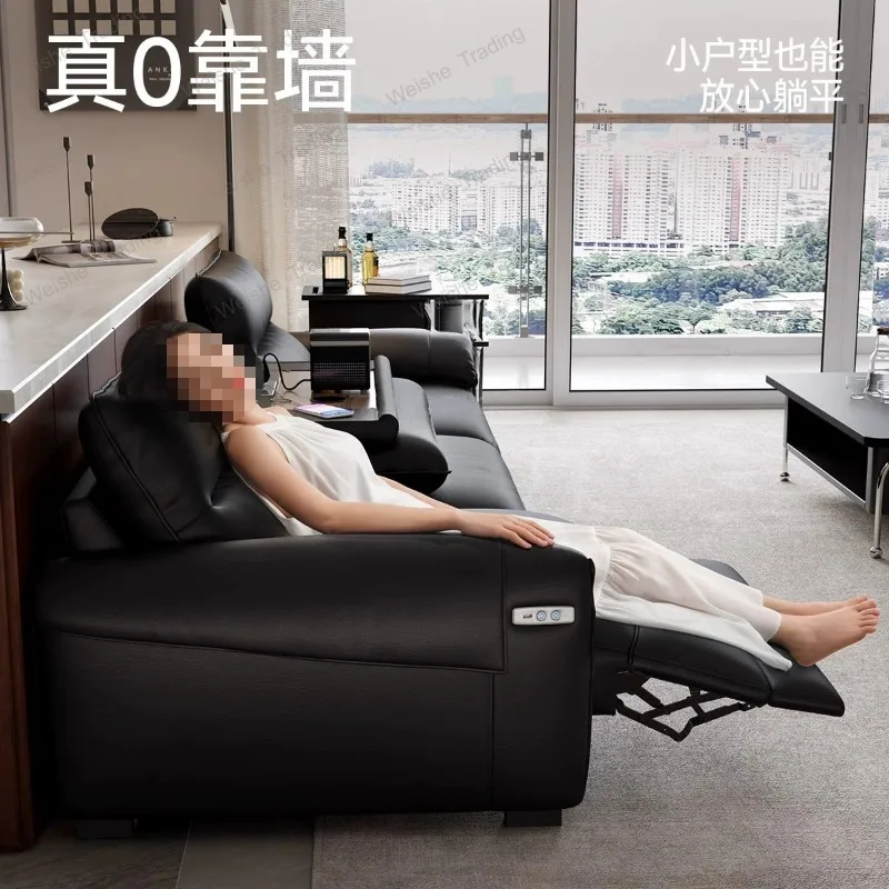 Italian light luxury recliner leather multifunctional sofa living room cinema first-class space electric cabin